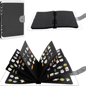 Portable 8-Page Felt Pin Display Book, 350 Holes for Enamel Pins & Badges, Ideal for Travel, Home, Office, Dormitory Collections