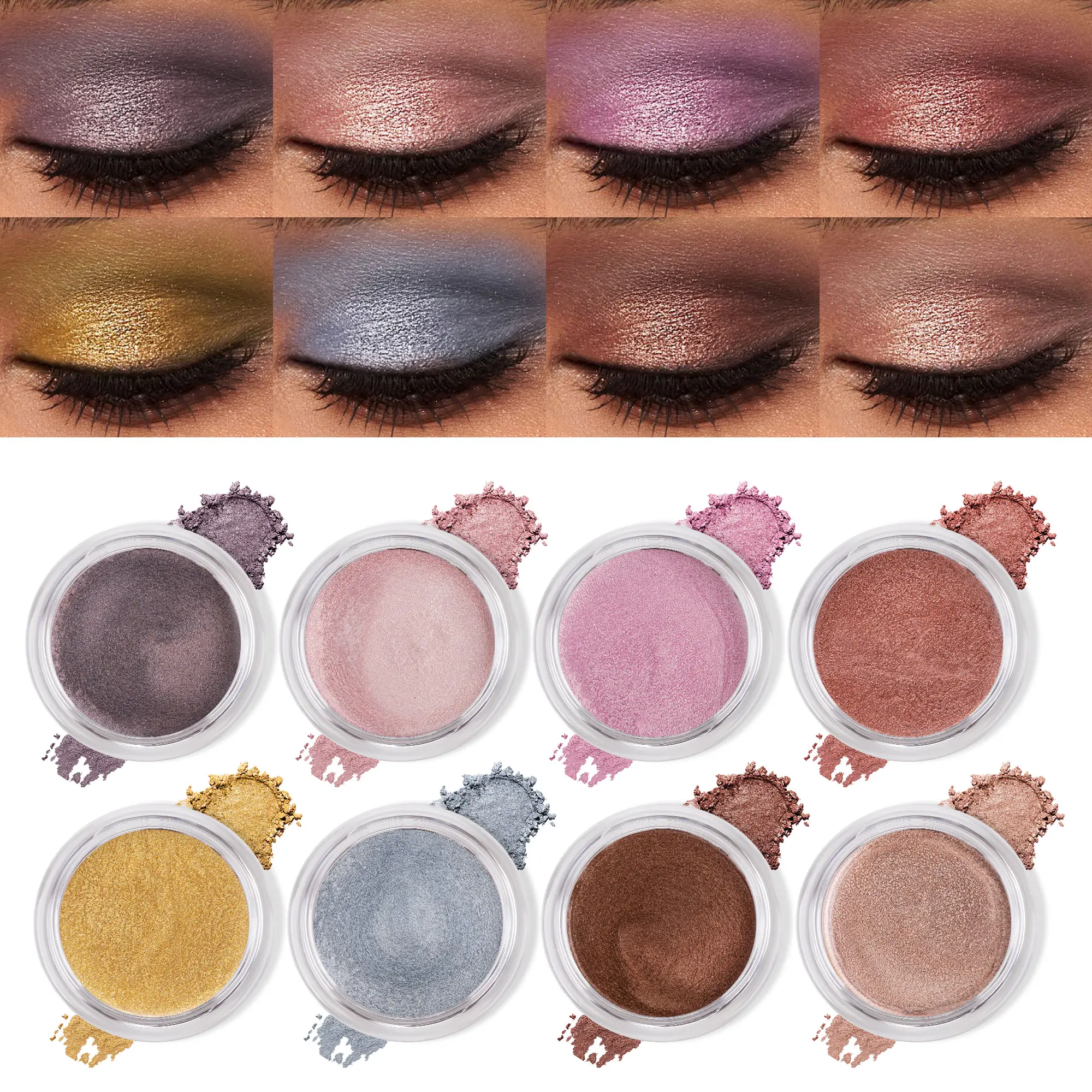 Mousse Shimmer Eyeshadow, Single Cream Eyeshadow, Sparkly Metallic Eye Shadow, Smooth Blendable Jelly Texture, One Swipe Eye Makeup, 8 Shimmer Shades for Soft Glam & Party Looks, 8g