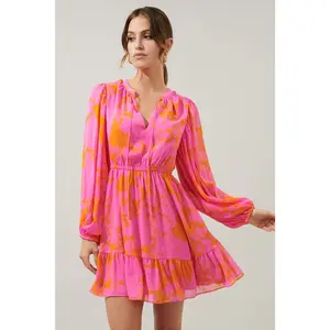 Lava Flow Paxton Balloon Sleeve Mini Dress