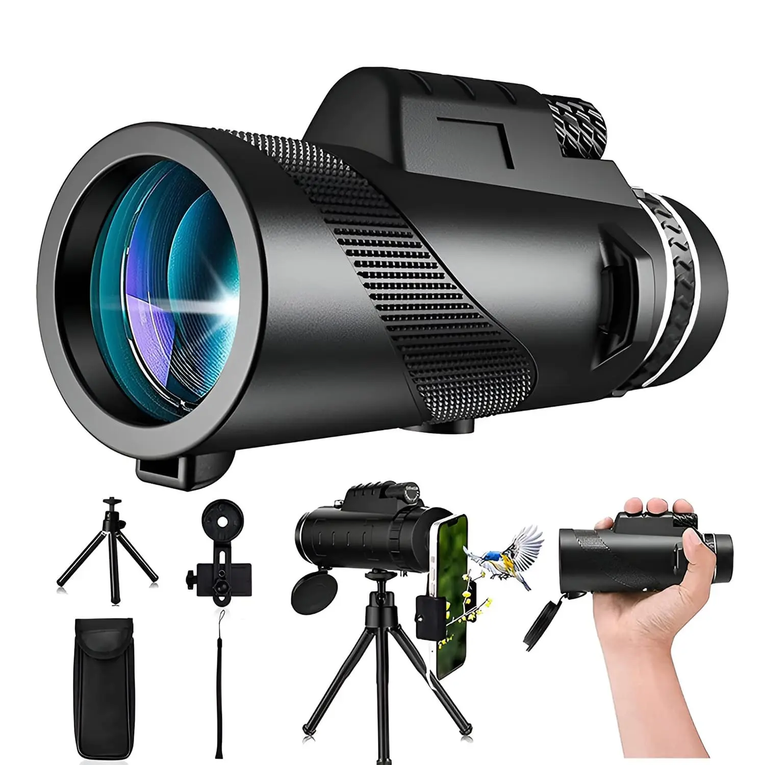 40X60 High-Power Monocular with Night Vision – BAK4 Prism, Waterproof & Fog-Proof for Outdoor Adventures