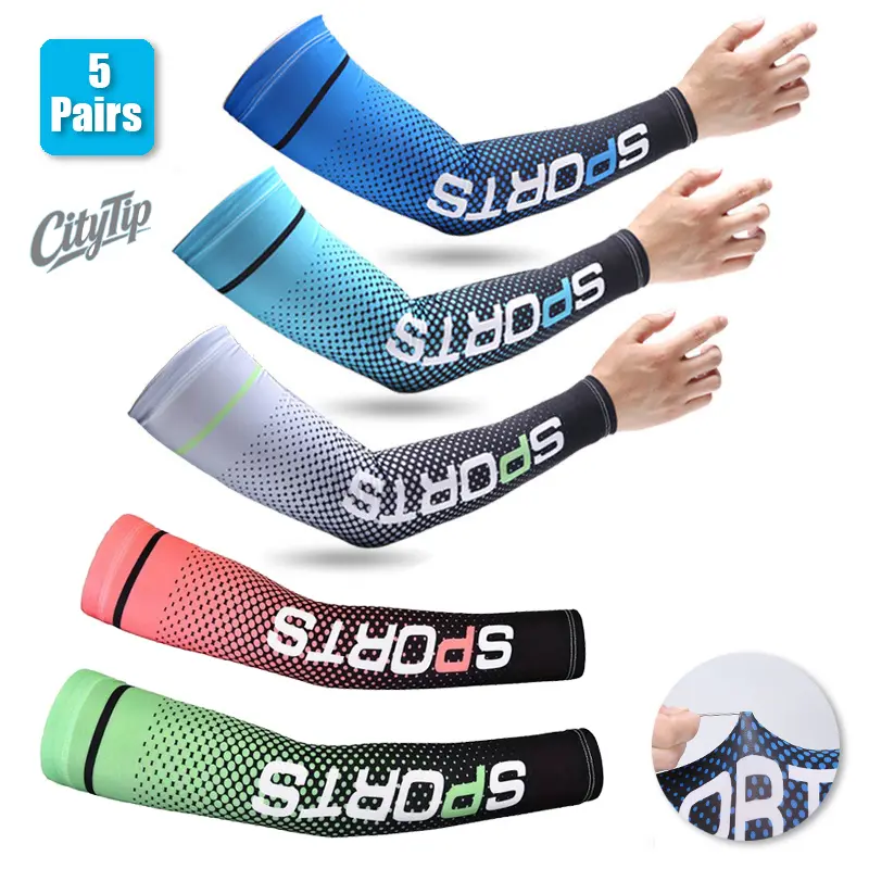 5 Pairs UV-Blocking Cooling Arm Sleeves - Cooling Arm Covers, UV Heat Shield for Summer Heat Protection
