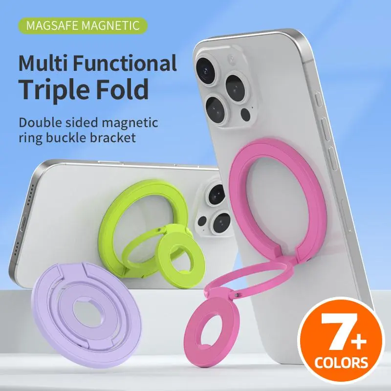 Cute Colorful Dual Magnetic Phone Holder - Magnetic Phone Grip, Adjustable Phone Holder, Double Sided Magnets, Folding Stand, 360 Degree Rotation, MagSafe Compatible, Easy to Install and Remove, Gym Accessory for iPhone 17, 16, 15, 14, 13#DealsForYouDays