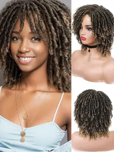 Short Twist Braid Dreadlock Wigs for Black Women and Men, Afro Curly Braided Wig, Crochet Twist Synthetic Wig, African Hairstyle Wigs