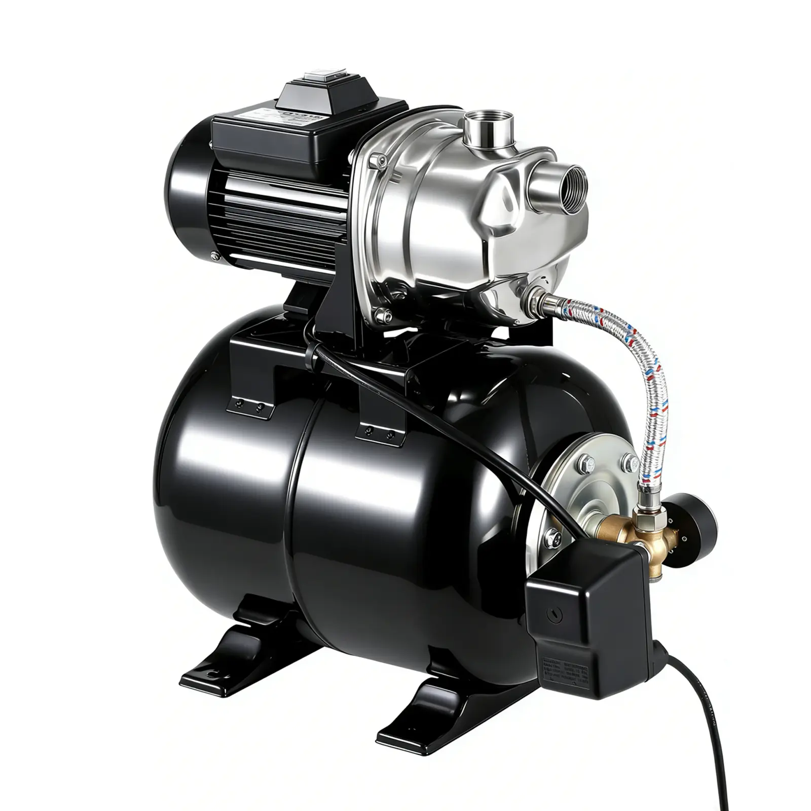 Garvee Upgraded 1.6 HP Stainless Steel Shallow Well Jet Pump with 5-Gallon Pressure Tank – Automatic Pressure Switch, 1320 GPH, 130ft Max Lift, 20ft Suction – Reliable Water Booster for Home, Garden, Farm, Irrigation