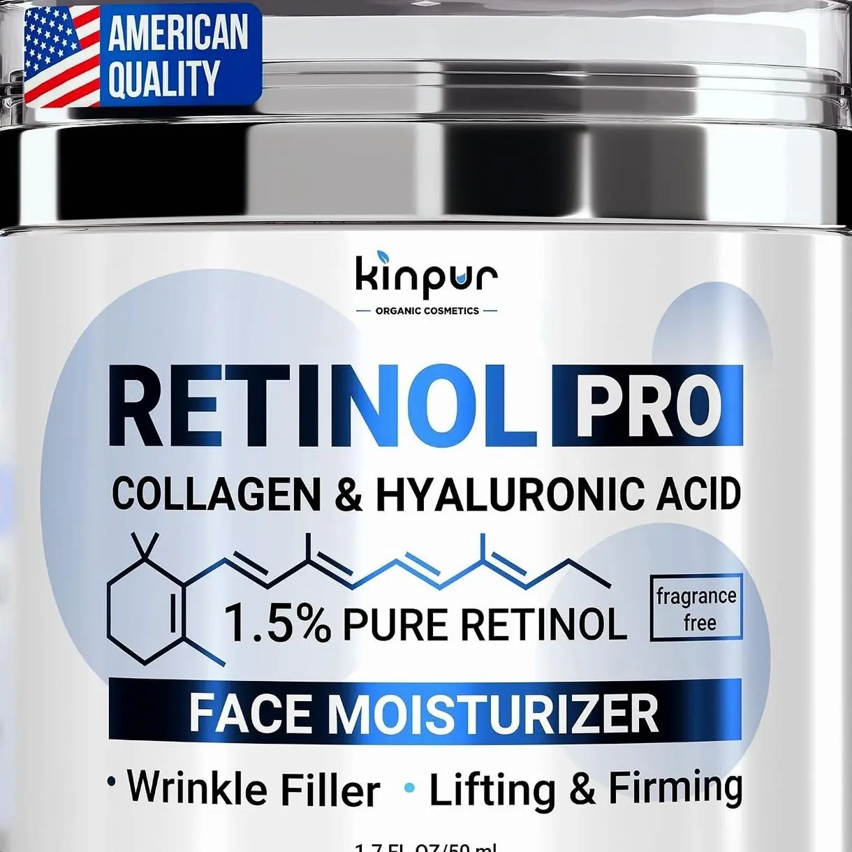 Retinol Face Cream – Anti-Aging Moisturizer w/ 1.5% Encapsulated Retinol, Natural Extracts, Premium Collagen & Hyaluronic, Panthenol – Firming & Hydrating Skincare for Dryness and Wrinkles 1.7fl oz