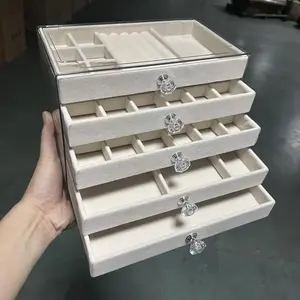 5 Layer Jewelry Storage Box, 1 Count Desktop Jewelry Storage Box, Trinket Tray, Home Organizer for Jewelry, Watches, Bracelets, Earrings, Necklaces