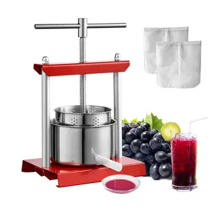 【Summervibes】VEVOR Fruit Wine Press,  , 0.88 Gallon/3.36L, 2 Stainless Steel Barrels, Manual Juice Maker, Cider Apple Grape Tincture Vegetables Honey Olive Oil Making Press with T-Handle for Outdoor, Kitchen and Home