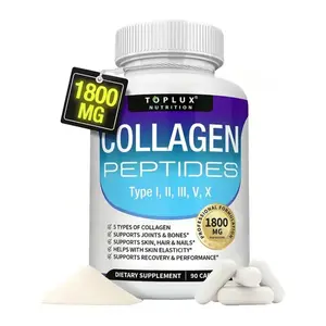 Toplux Multi Collagen Peptides Pills 1800 Mg Complex - Type I, I, Ill,V,X Premium Collagen Complex for Better Skin & HairStrong Joint,Hydrolyzed Protein, for Men Women,90Capsules, Supplement