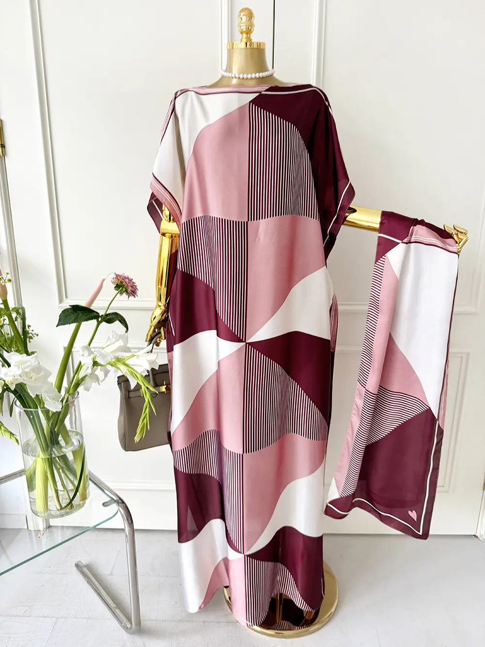 Women's Colorblock Print Long Scarf & Poncho Set, Casual Soft Comfortable Shawl for Beach Vacation, Beach Cover Up, Swimwear Coverups, Fashion Accessories for Women & Girls