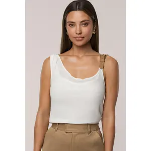 Ivory Shanti Faux Buckle Top