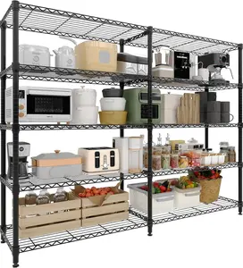 5-Tier Metal Shelving Unit, Heavy Duty Storage Shelves Adjustable Garage Shelf, Easy Assembly, for Basement, Kitchen & Pantry Room Organization, 15.7" D x 71" W x 70.5" H