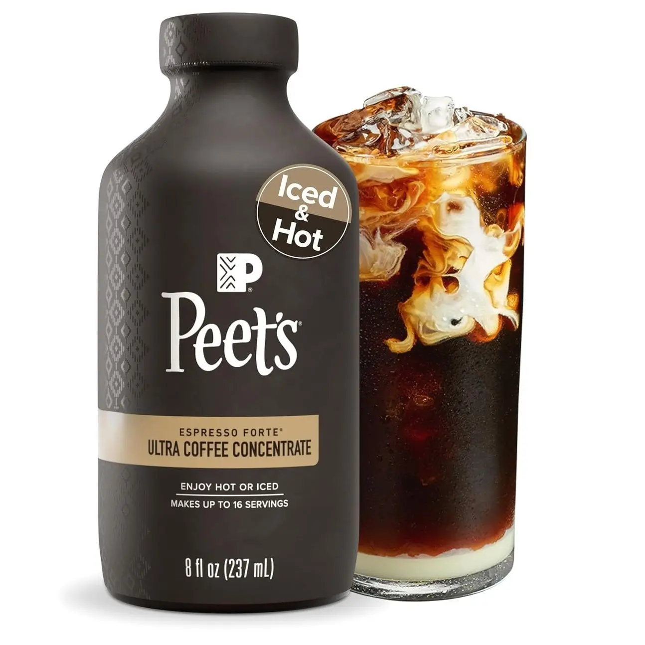 Peet's Coffee, Ultra Coffee Concentrate, Instant Hot, Cold Brew, or Iced Coffee, 100% Arabica Coffee - Espresso Forte, 8 Fluid Ounce Bottle (16 Servings)