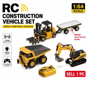 1:64 RC Forklift Toy with Adjustable Mast and Crane, Switchable Between Forklift and Crane, Mobile APP Control, RC Controlled for Kids 6 Years Plus