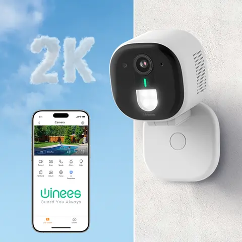 winees 2K Home Security Camera Indoor Outdoor, Wired WiFi Camera for Home, AI Human & Pet Detection, Color Night Vision, Two-Way Audio, Pet Camera & Baby Monitor, Cloud & 128GB SD Storage
