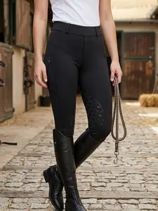 High Waist Women's Half Silicone Equestrian Tights for All Seasons, Stretchy High Waist, Comfortable Fit with Side Pockets, Durable and Non-Slip Design, High Waisted Legging, Athleisure Fitness Leggings Activewear
