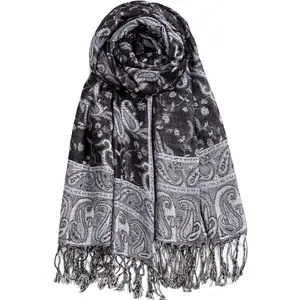 Pashmina Feel Shawls Wraps for Women Rave Scarf Soft Silky Reversible Men Scarves