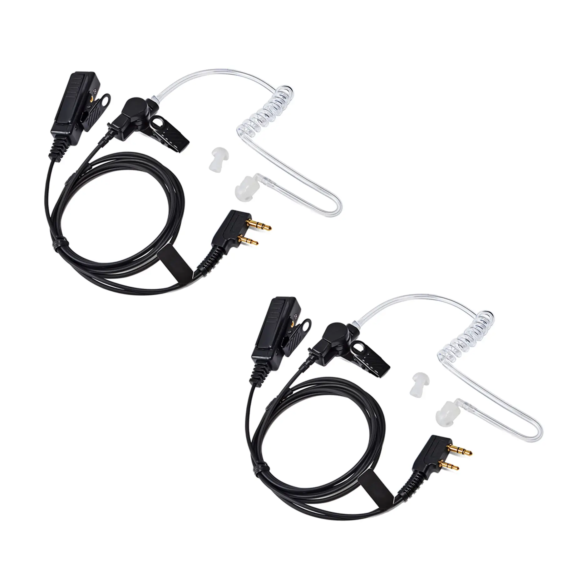 Two-Way Radio Earpiece w/Microphone PTT ,Acoustic Coil Tube Headset Compatible with Kenwood, Baofeng, Retevis, Pxton, Wouxun TH-F6 TK-208 UV5R/Plus PX-777/Plus KG-699 etc. Walkie Talkie for Police Security and Law Enforcement Use(2 Pcs)
