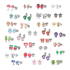 Exquisite Jewelry 30 Pairs Mixed Heart Star Ladybug Earrings Gift Pretty Studs