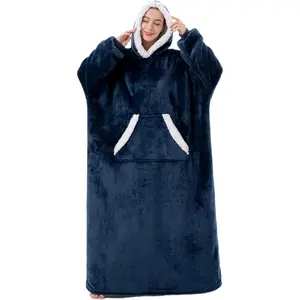 Cozy Sherpa Lined Wearable Blanket Hoodie for Adults