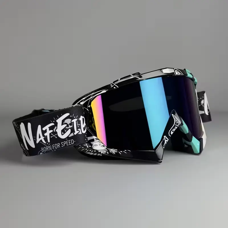 Motorcycle goggles with adjustable elastic strap and replaceable lenses, protective gear for riding, cycling, skiing, climbing, motorcycle accessories