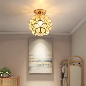 Vintage Industrial Ceiling Light Fixture, Crystal Pendant Lamp with E26 Base, Creative Floral Design, for Hallway and Bedroom, Home Ceiling Lighting