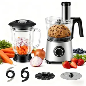 All in One 300W Food Processor, Blender and Dough Maker, 2 Speed Control, Safety Lock, Dishwasher Safe Parts, 1.5L Glass Jar for Home Kitchen