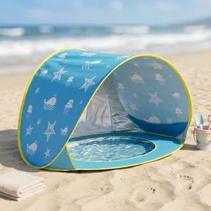 Apojungle Pop Up Baby Beach Tent with Built-in Splash Pool UPF 50+ UV ,baby beach essentials,Children's Day gift