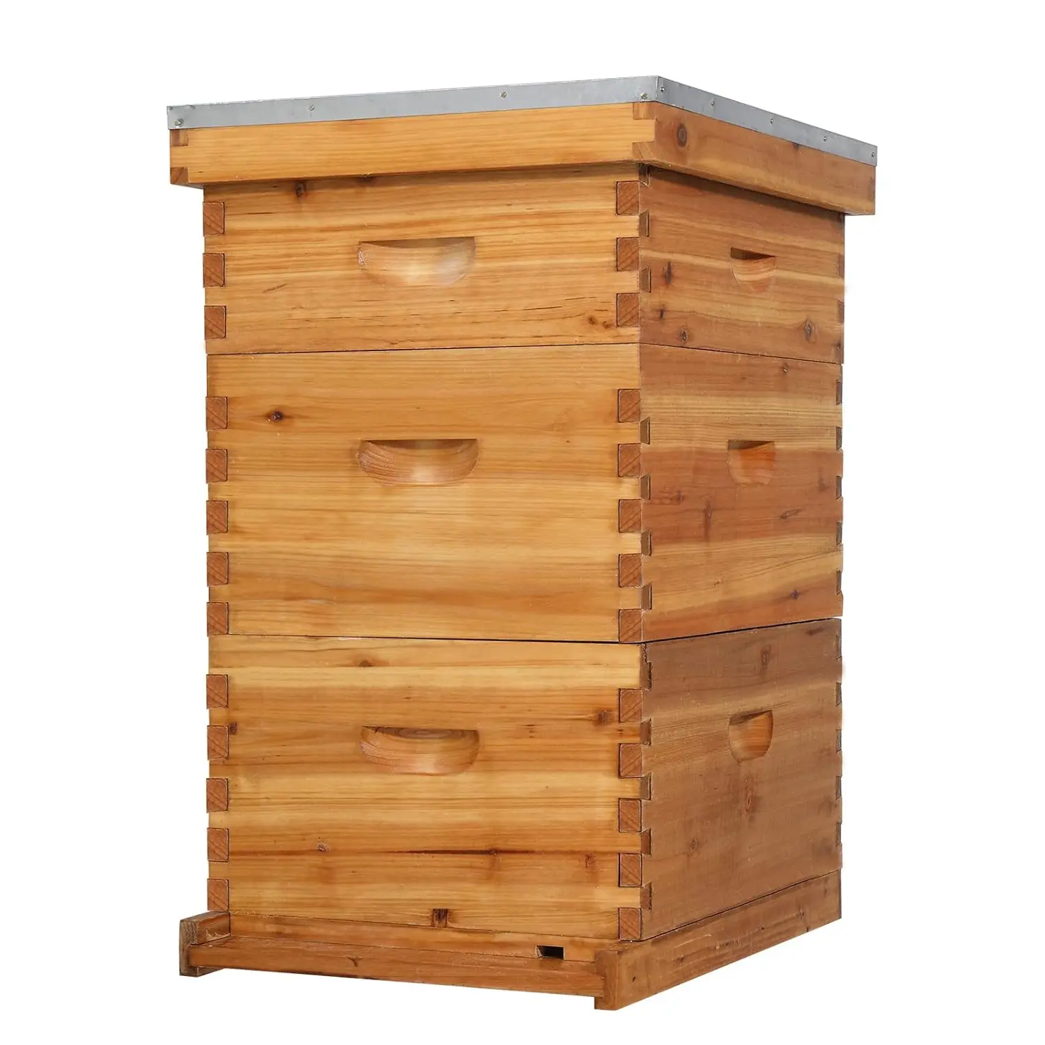 VINGLI New 10-Frame Cedar Wood Pine Beehive Starter Kit, 3-Layer Wax Coated Hive with Frames & Honeycomb Foundation Sheets for Beekeeping Supplies