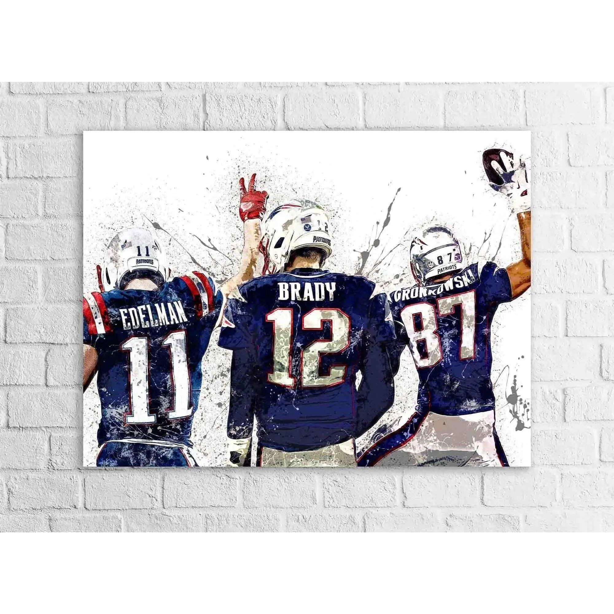 [UNFRAMED] Tom Brady Gronkowski Edelman Poster Featuring an Iconic Dynasty, New England Football Wall Art for Fans Home Decor