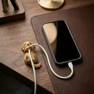 Dog Cable Holder - Stick-On Cord Organizer Storage for Phone Charger, Desk Setup Accessories, Work Desk Accessories