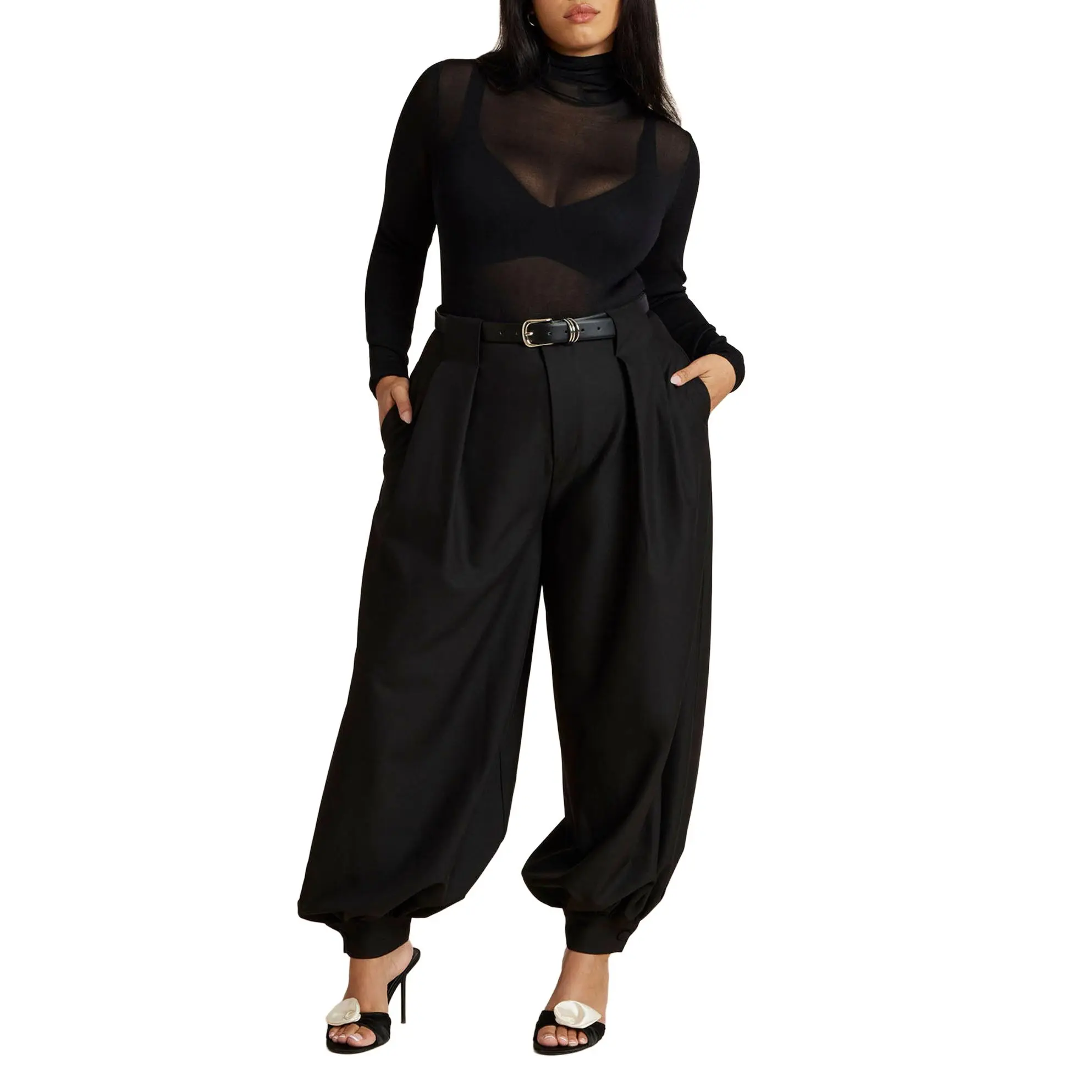ELOQUII Women's Plus Size Balloon Trouser With Pleats
