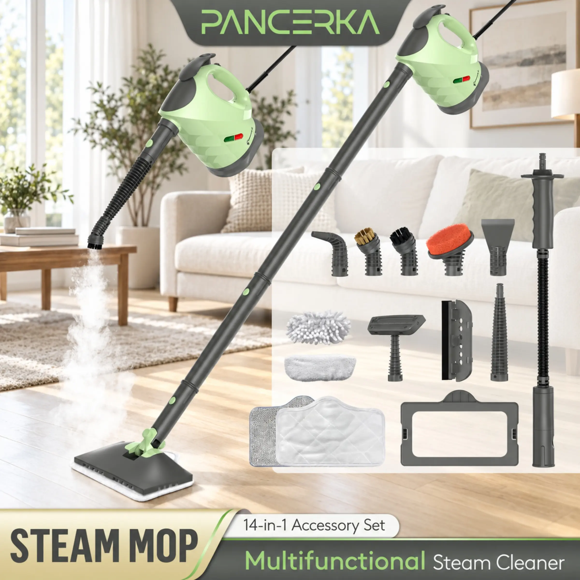 14-in-1 Corded Cleaning Set Steam Mop & Handheld Steam Cleaner, 248°F Floor Cleaning System, 20s Fast Heat-Up, 13.12 ft Cord, Standard Plug, 14 Accessories for Multi-Surface Clean (Sealed Hardwood, Tile),techvibes