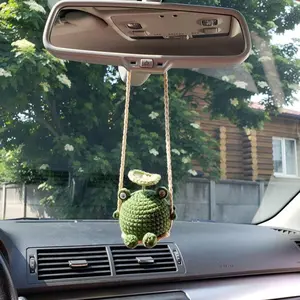 Crochet Car Mirror Hanging Handmade Dog Amigurumi Plush Car Charm Soft Cuddly Material Unique Car Accessory