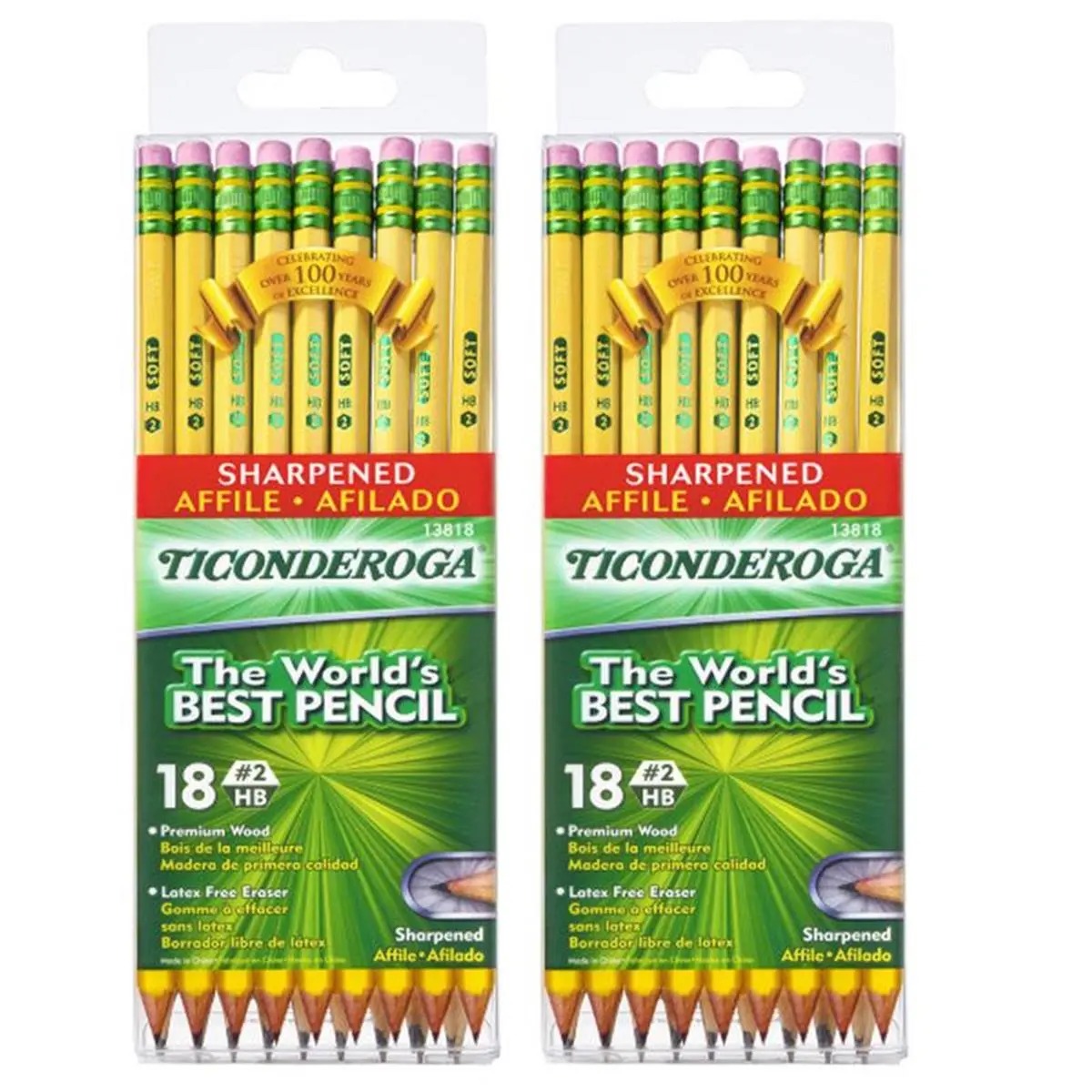 Dixon Ticonderoga Presharp Pencils - Soft Yellow School Stationery, 18-Count (2 per Inner Pack) - Stationery Supplies, Classroom Must-Haves, Smooth Writing, Teachers' Choice