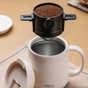 1pc Coffee Filter, Stainless Steel Paperless Coffee Funnel Mesh, Portable Foldable Drip Coffee Filter Cup, Convenient Hand-Brewing Tool