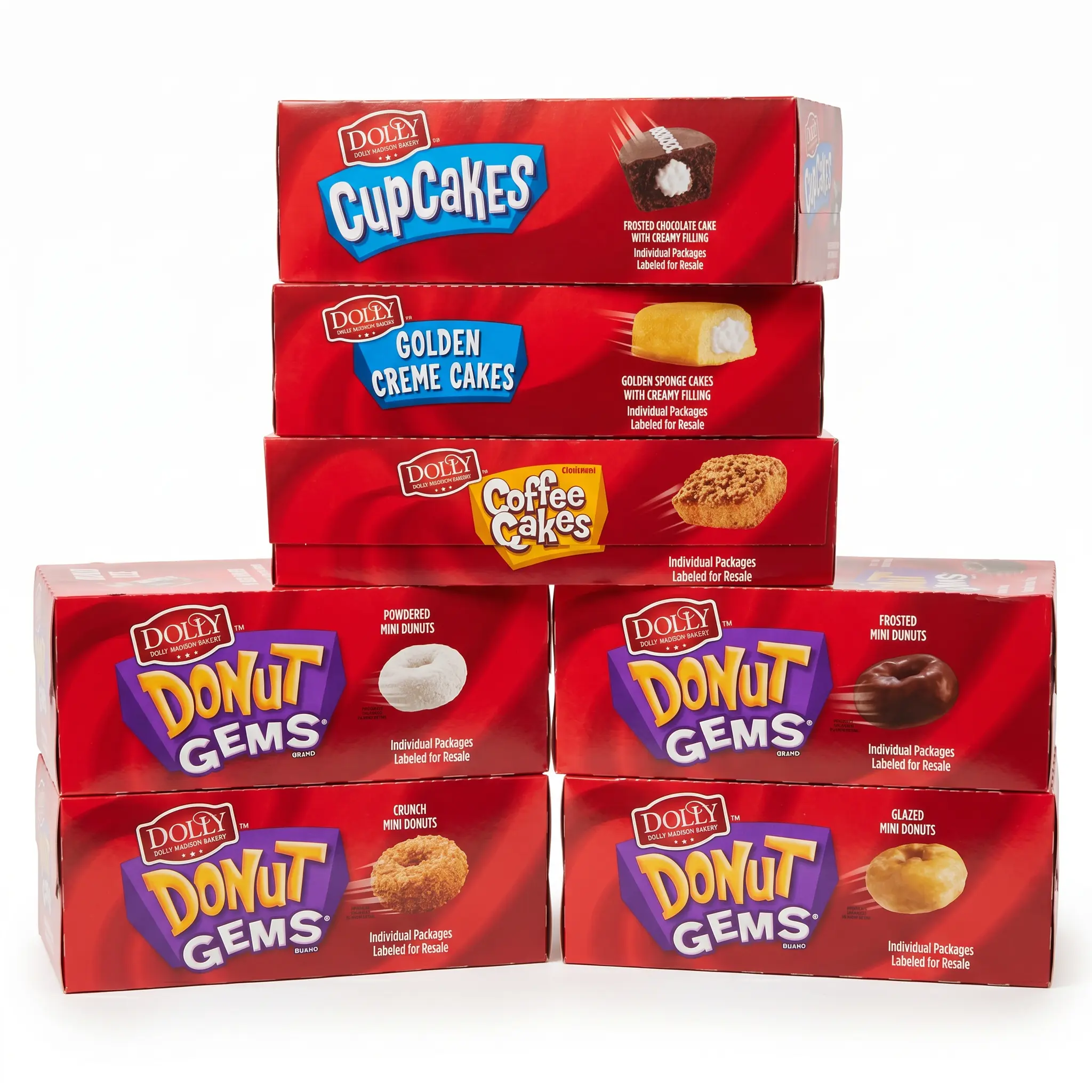 Dolly Madison Bakery Snacks, Choose Donut Gems, Coffee Cakes, Cupcakes or Golden Creme Cakes, Bulk Pastries