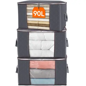 Lifewit Large Capacity Clothing Storage Bags with Reinforced Handles, Thick Fabric, Clear Window, Available in Multiple Colors Organiser Steel