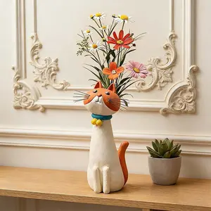 Cute Cat Shaped Decorative Ornament, Resin Figurine, Durable and Aesthetic, Perfect for Living Room, Dining Table, Garden, Gift for Friends, Holiday Present