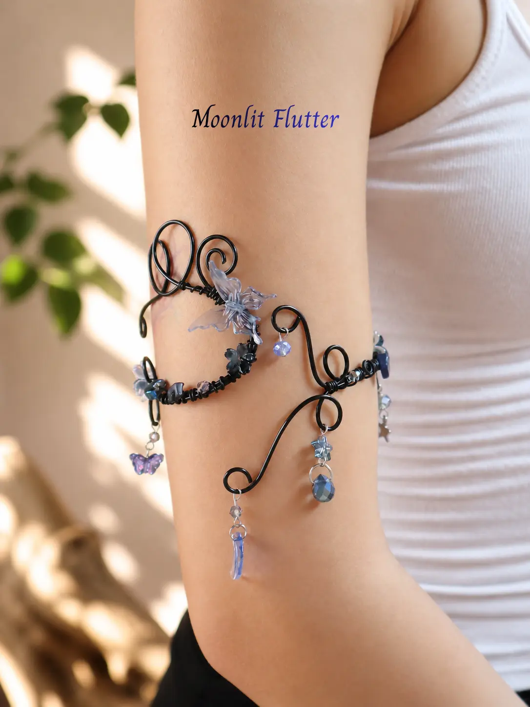 [NEW] Beaded Arm Cuff Bracelet – Handmade Boho Jewelry for Upper Arm, Flower, Butterfly Aesthetic 6