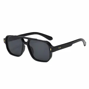 EunoiaLens Unisex Oversized Square Aviator Hybrid Sunglasses - Premium Full Rim Acetate Frame, Gold Metal Rivet Accents, UV400 Anti-Ultraviolet PC Lenses, Geometric Aesthetic Eyewear for Women, Men's Daily & Vacation Use, Sunglasses For Women, Men's Sungl
