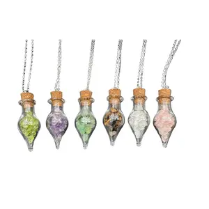 Crystal Potion Bottle Necklace - Elegant Design with Clear Glass Bottle and Decorative Accents