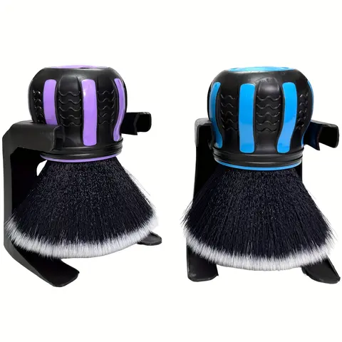 Spherical Purple-Handled Cleaning Brush Kit, Extra-Large Head, Ultra-Soft Bristles, Easy Grip, Labor-Saving, Storage Rack, Interior Car Cleaner, Car Detailing Brushes for Vehicle Dust Removal & Surface Care