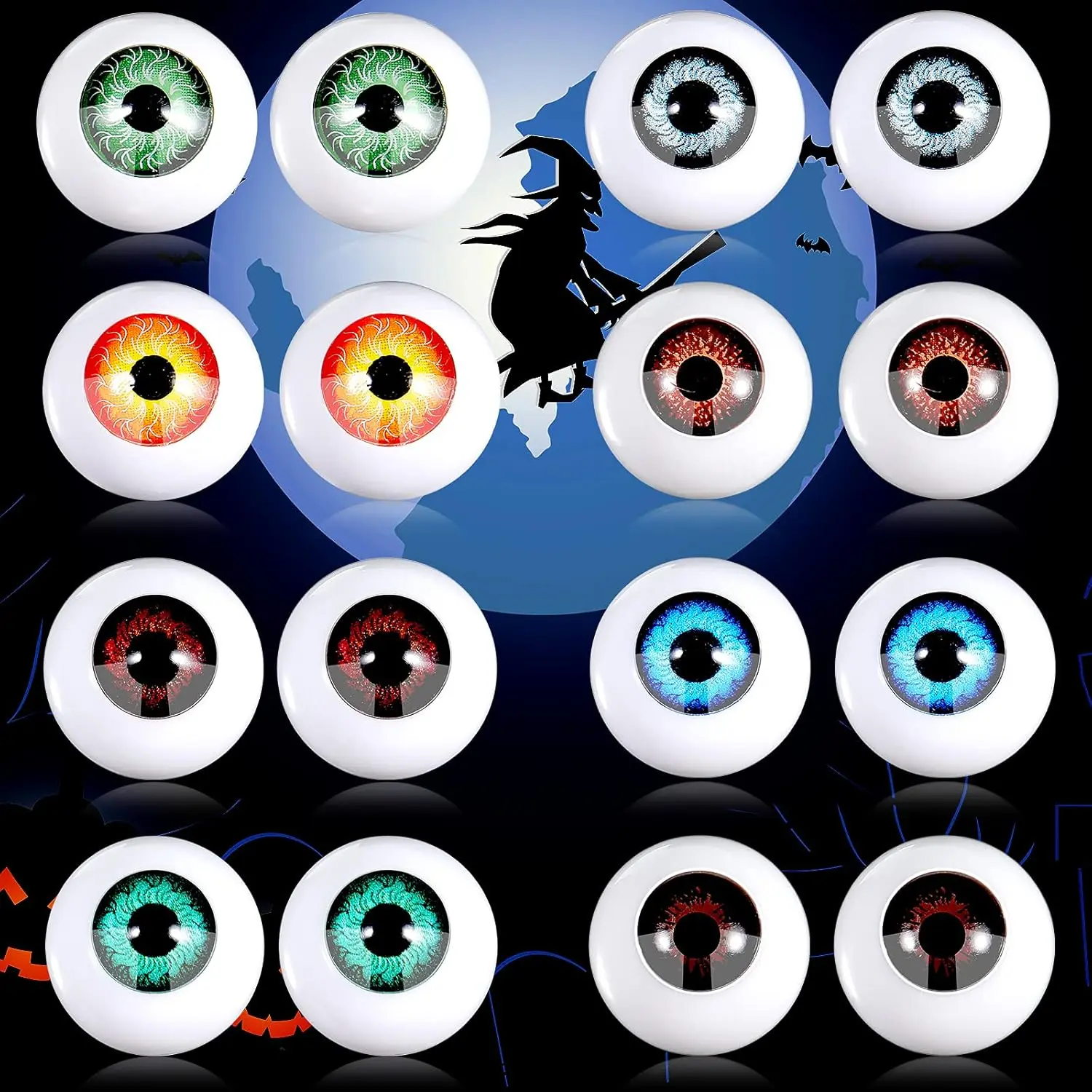 16-Piece Halloween Realistic Acrylic Scary Eyes, 22mm Hollow Eyeballs Horror Props for Halloween Trick-or-Treat Party Decorations & Mask DIY Accessories