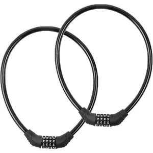 2 PACK Bike Locks Cable, Anti Theft Bicycle Lock Chain, 4 Digit Security Resettable Bike Combination Lock Self Coiling Combination Cable Combo Bike Locks Without Mounting Bracket, 2 Feetx1/2 Inch (Black)