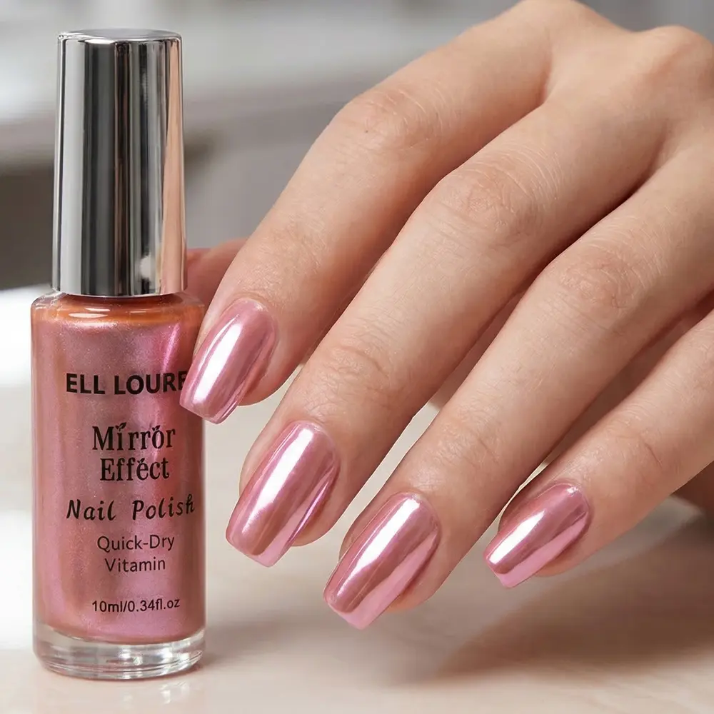 ELL LOUREL Electroplated Rose Pink Nail Polish - Quick-Drying, Long-Lasting & Scratch-Resistant Salon Cosmetic for Nail Art, 1pc, Nail Supplies, Single Item