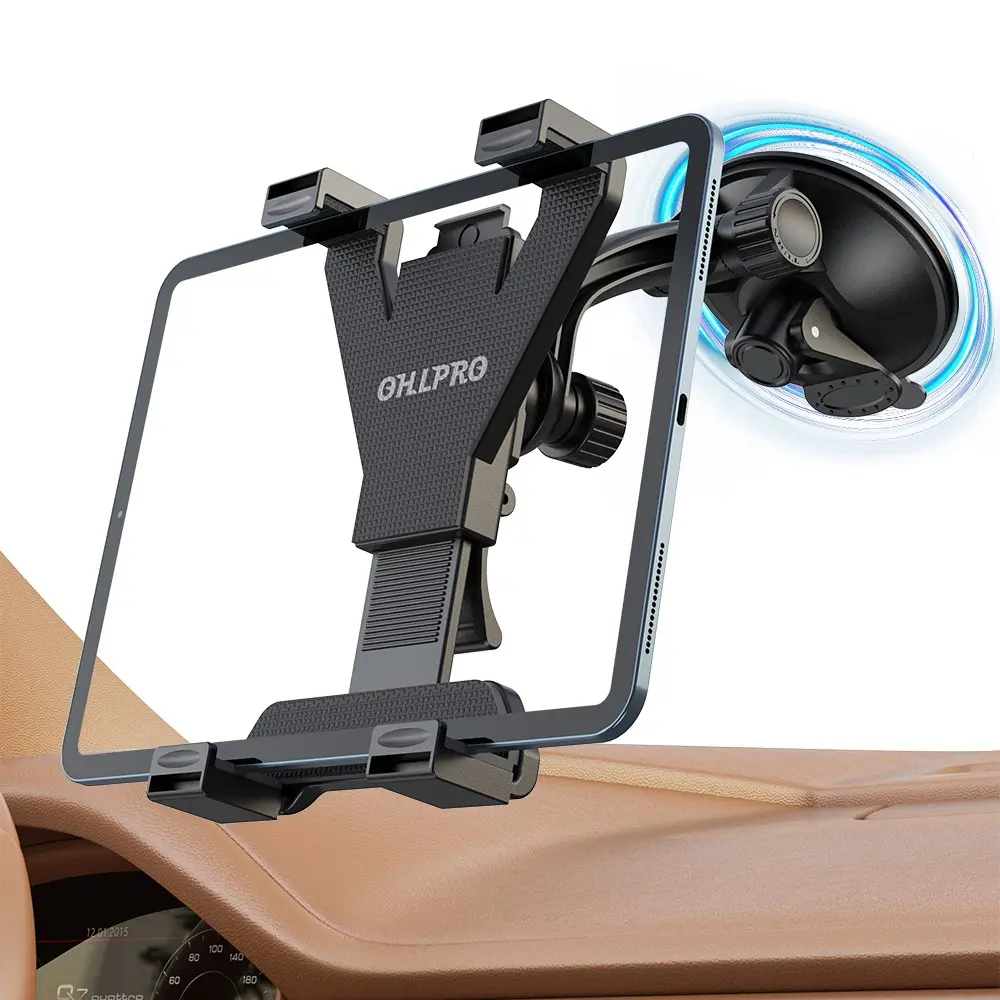 Ohlpro Car Tablet Stand, Tablet Mount for Car, 360° Adjustable Dashboard & Windshield Mount, Vacuum Cup Holder, Compatible with 6-11" Ipads & Tablets