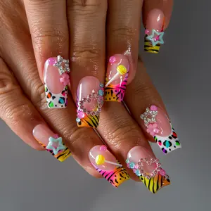 Lovful Square Regular Length 1" Inimitable Handmade Acrylic Press-On Nails for Art Designs | 10PCS Reusable,Salon Quality,Link1 H12-H280 #DealsForYouDays