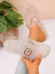 Women's Crystal Transparent Jelly Slippers, Fashionable Lightweight Design, Perfect for Casual Wear, Comfortable All-Day Use