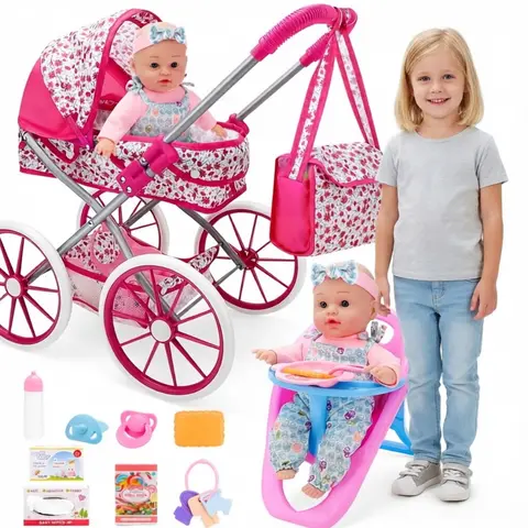 deAO Doll Stroller Doll Deluxe Nursery Play Set with Accessories #sohochic