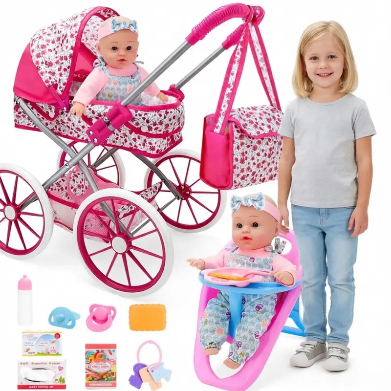 deAO Doll Stroller Doll Deluxe Nursery Play Set with Accessories #sohochic